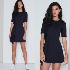 the fifth label | ultraviolet waterfall ruffle jersey knit dress navy l